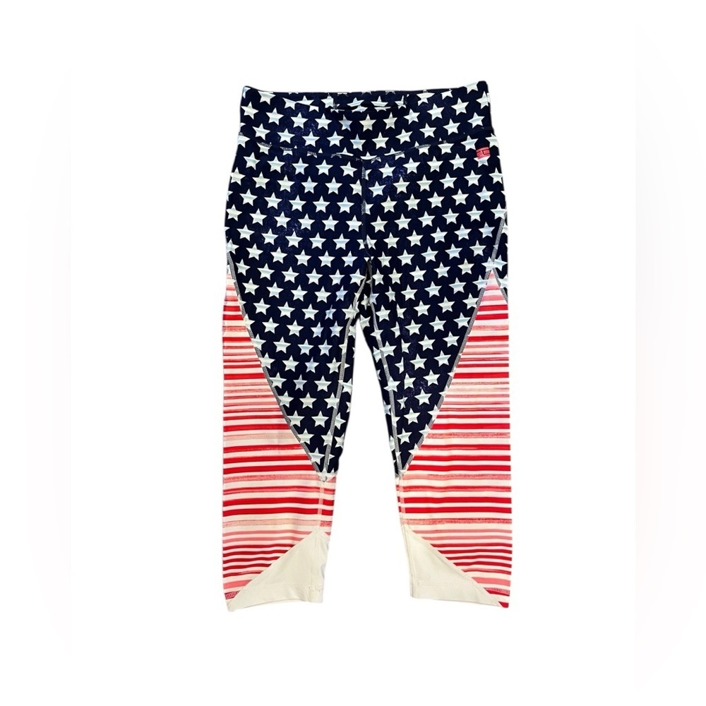 Tommy Hilfiger Res White and Blue Cropped Leggings Patriotic 4th of July